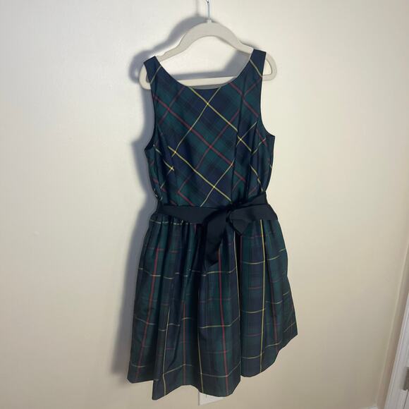 Polo Ralph Lauren Girls Checked Bow Embellished Dress Size 12 Green Plaid - Picture 11 of 11